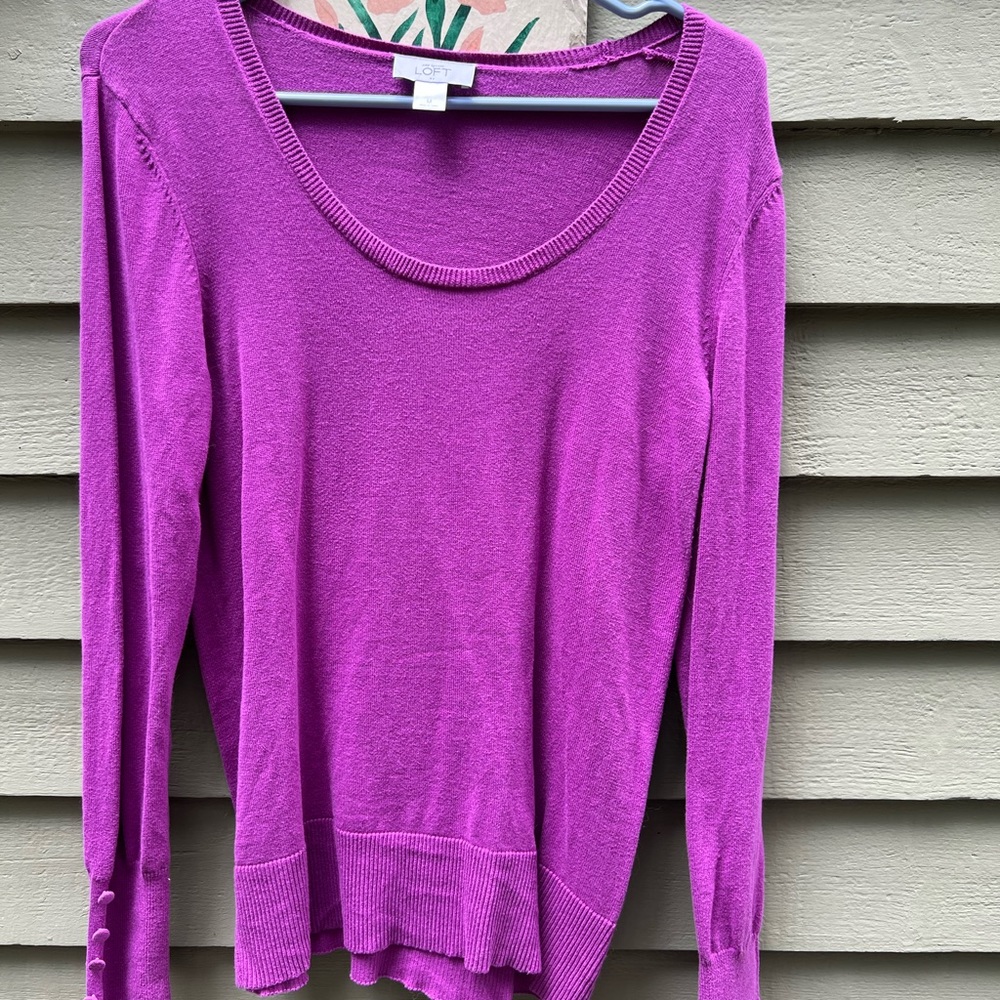 Ann Taylor Loft dressy sweater top with decorative buttoned sleeves size M